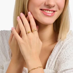 Clearance Bague arborant un palmier et des gemmes multicolores dorée Femme Bagues|Placage Or 18 Carats - Argent 925