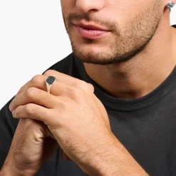 Best Sale Bague avec des pierres noires argent Femme Bagues|Bagues