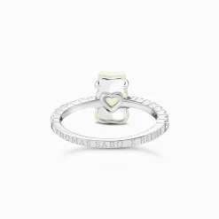 Best Bague avec mini Ours d’or blanc et pierres, argent Femme Bagues|Argent 925