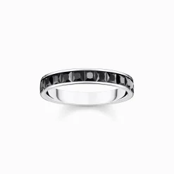 Best Sale Bague avec pierres noires pavé argent Femme Bagues