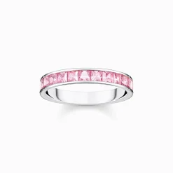 Best Sale Bague avec pierres roses pavé argent Femme Bagues|Argent 925