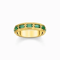 Cheap Bague écailles de crocodile dorée ornée de gemmes vert émeraude Femme Bagues|Placage Or 18 Carats - Argent 925