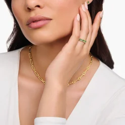Cheap Bague écailles de crocodile dorée ornée de gemmes vert émeraude Femme Bagues|Placage Or 18 Carats - Argent 925