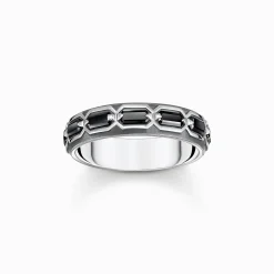 Hot Bague écailles de crocodile, argent noirci et gemmes noires Femme Bagues|Bagues
