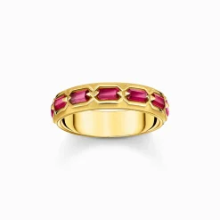 Online Bague écailles de crocodile dorée ornée de gemmes rouges Femme Bagues|Placage Or 18 Carats - Argent 925