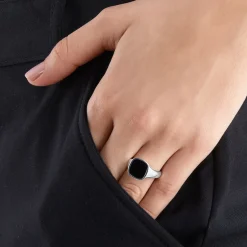 Store Bague classique noir Femme Bagues|Bagues