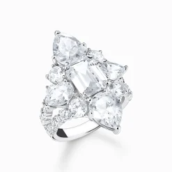 Best Sale Bague cocktail glamour avec des zircons blancs argent Femme Bagues|Argent 925
