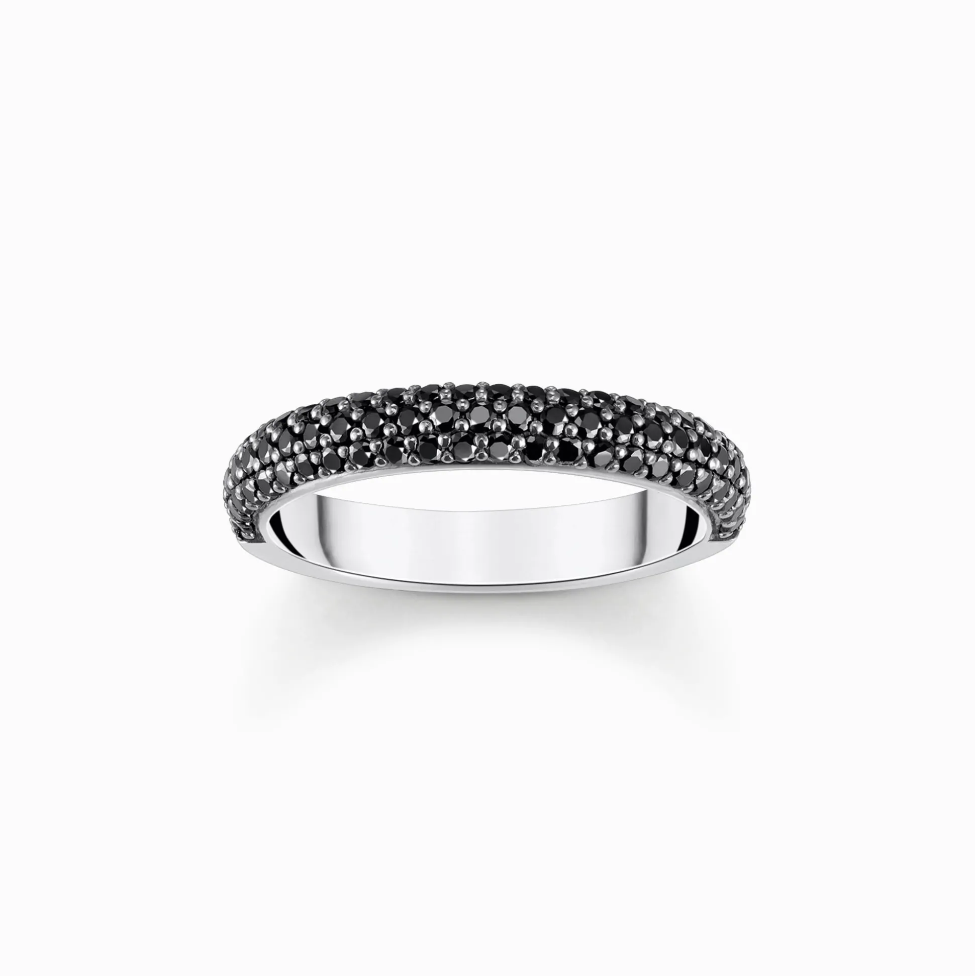 Hot Bague en argent avec zircon noir et gravure Femme Bagues|Argent 925