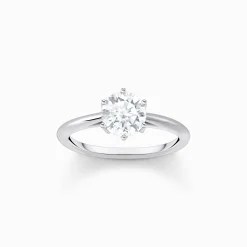 Best Sale Bague en argent avec zircon blanc en taille brillant Femme Bagues