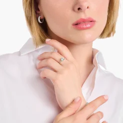 Best Sale Bague en argent avec zircon blanc en taille brillant Femme Bagues