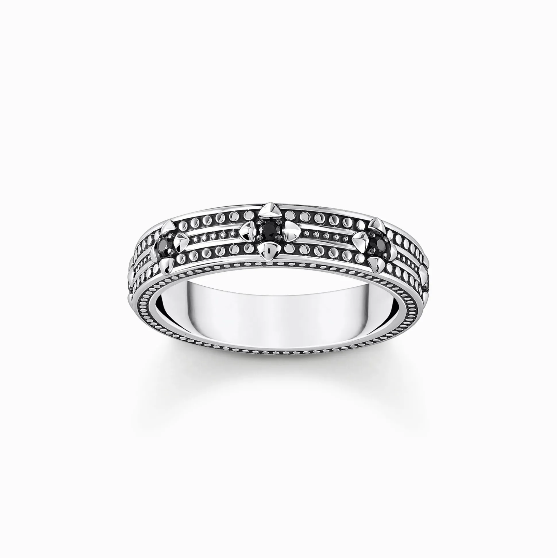 Outlet Bague en argent noirci avec zircon noir Femme Bagues|Argent 925