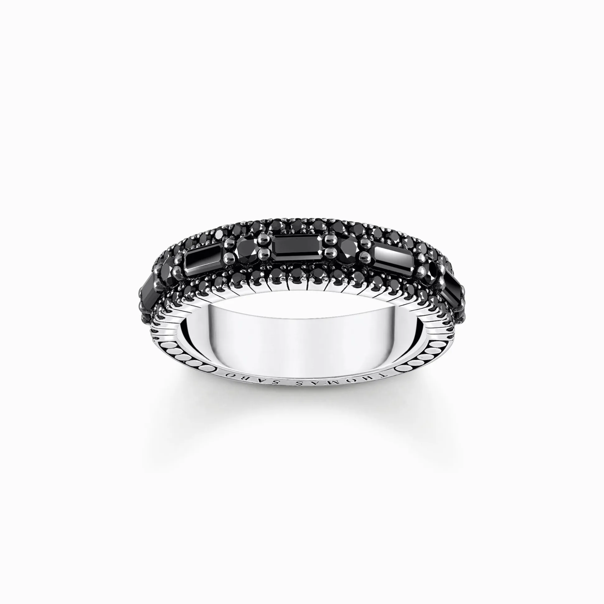 Discount Bague en argent noirci avec zircon noir Femme Bagues|Argent 925