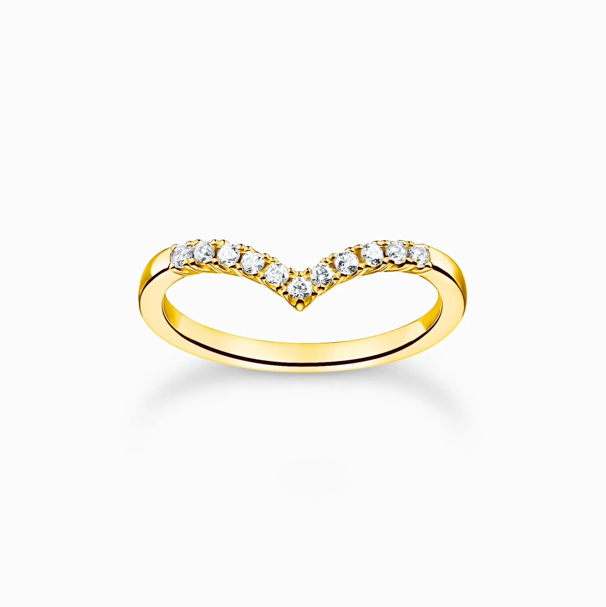 New Bague forme en V avec pierres blanches or Femme Bagues|Placage Or 18 Carats - Argent 925