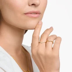 New Bague forme en V avec pierres blanches or Femme Bagues|Placage Or 18 Carats - Argent 925