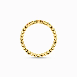 Sale Bague perles pierres multicolores or Femme Bagues|Placage Or 18 Carats - Argent 925