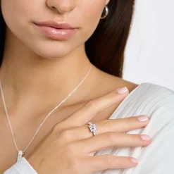 Flash Sale Bague pierres blanches argent Femme Bagues|Argent 925