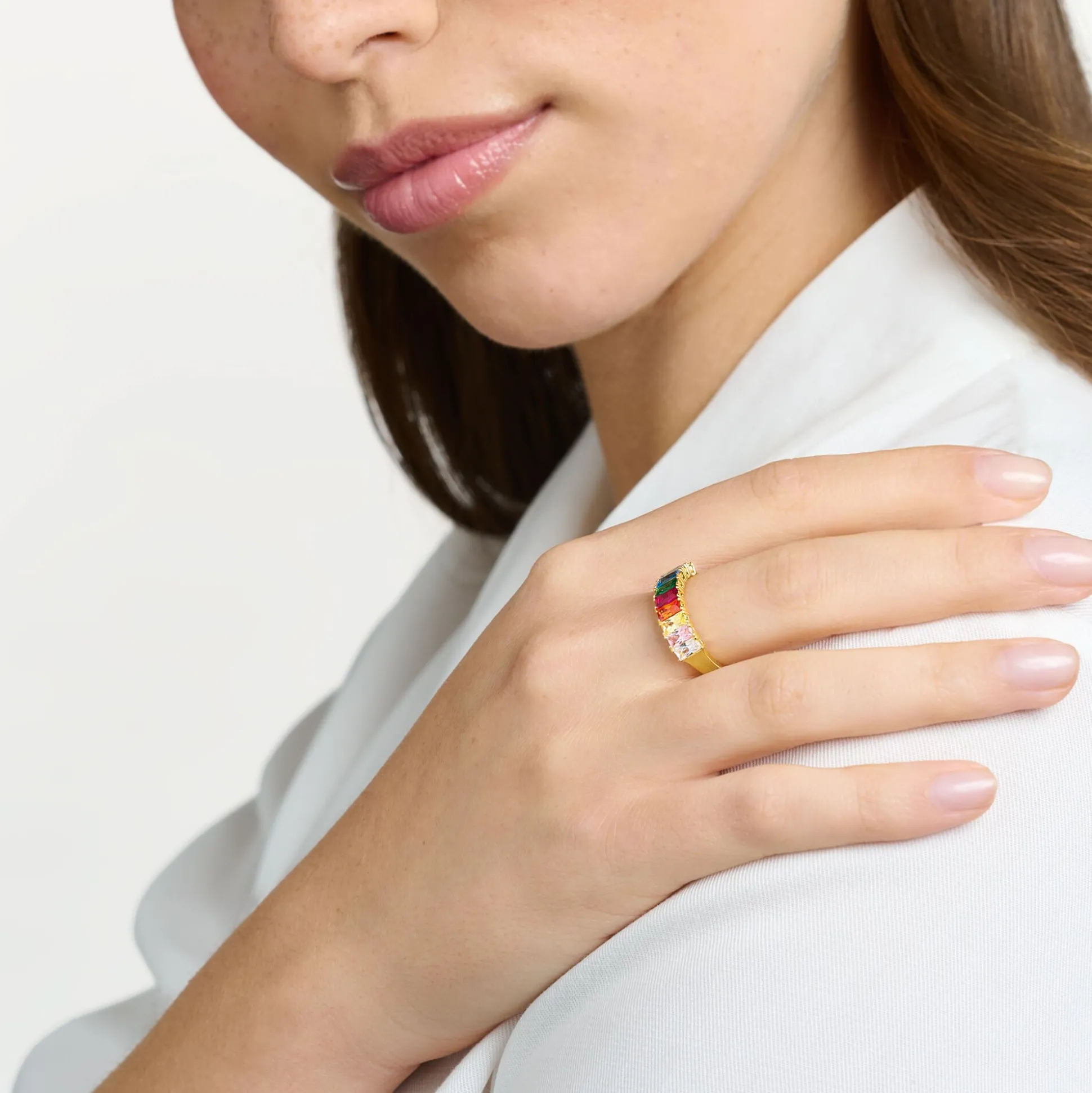Cheap Bague pierres colorées or Femme Bagues