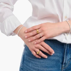 Sale Bague plaquée or au design intemporel Femme Bagues|Placage Or 18 Carats - Argent 925