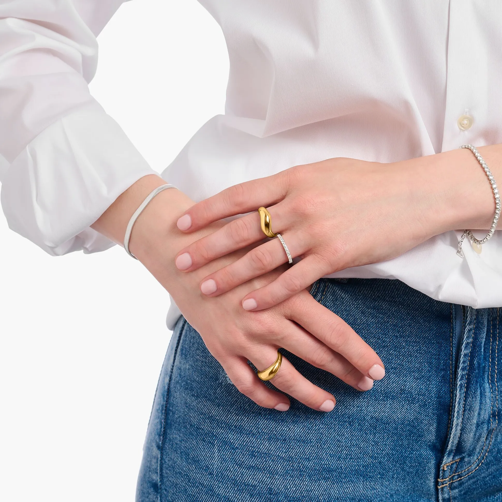 Best Sale Bague plaquée or de forme organique Femme Bagues|Placage Or 18 Carats - Argent 925