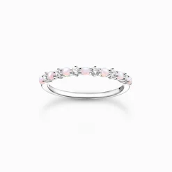Hot Bague rose et blanche pierres Femme Bagues