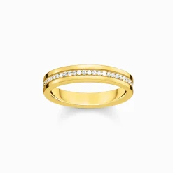 Shop Bague ruban avec des zircons blancs plaquée or Femme Bagues|Placage Or 18 Carats - Argent 925