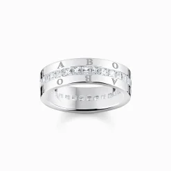 New Bague ruban avec pierres blanches pavé argent Femme Bagues