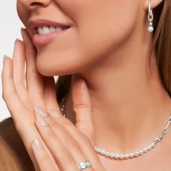 New Bague ruban avec pierres blanches pavé argent Femme Bagues