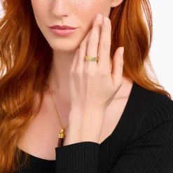 Clearance Bague ruban plaquée or, ornée de gemmes noires et de motifs Femme Bagues|Bagues