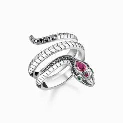 Shop Bague serpent pierres noires Femme Bagues