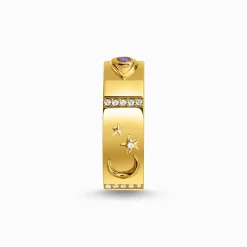 Online Bague symboles cosmiques et pierres plaquée or Femme Bagues|Placage Or 18 Carats - Argent 925
