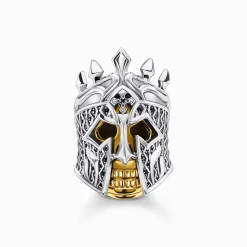 Online Bague tête de mort chevalier Femme Bagues|Placage Or 18 Carats - Argent 925