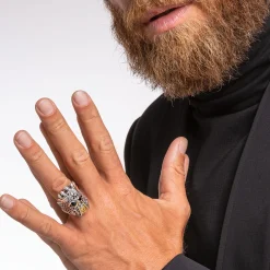 Online Bague tête de mort chevalier Femme Bagues|Placage Or 18 Carats - Argent 925