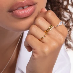 Sale Bague vintage blanche pierres argent Femme Bagues