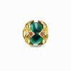 Outlet Bead pierre verte or Femme Beads|Placage Or 18 Carats - Argent 925