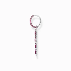 Clearance Boucle d'oreille simple croix noircie en argent avec pierres rouges rubis Femme Créoles|Argent 925