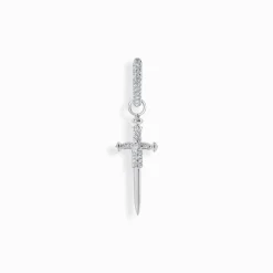 Cheap Boucle d'oreille simple en argent avec épée et pierres blanches Femme Créoles|Clous D’oreilles & Créoles