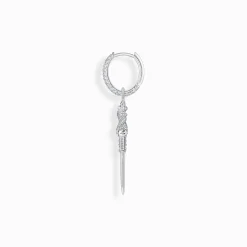 Cheap Boucle d'oreille simple en argent avec épée et pierres blanches Femme Créoles|Clous D’oreilles & Créoles