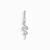 Online Boucle d'oreille simple serpent en argent avec pierres blanches Femme Créoles|Argent 925