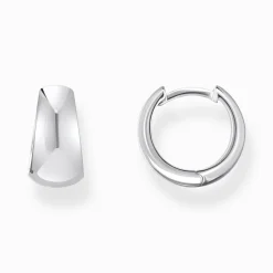 Hot Boucles d'oreilles classiques en argent de forme trapézoïdale massive Femme Créoles|Argent 925