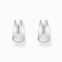 Hot Boucles d'oreilles classiques en argent de forme trapézoïdale massive Femme Créoles|Argent 925