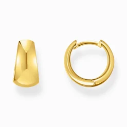 Clearance Boucles d'oreilles classiques plaquées or de forme trapézoïdale massive Femme Créoles