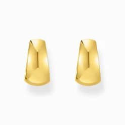 Clearance Boucles d'oreilles classiques plaquées or de forme trapézoïdale massive Femme Créoles
