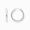 Hot Boucles d'oreilles classiques en argent de forme plus large Femme Créoles