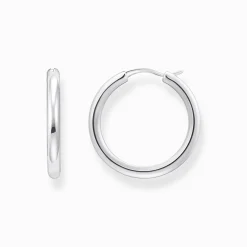 Hot Boucles d'oreilles classiques en argent de forme plus large Femme Créoles