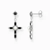 Best Boucles d'oreilles Croix Cross Romance noir argent Femme Boucles D'oreilles|Argent 925