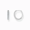 Sale Boucles d'oreilles en argent avec pavé de zirconium blanc Femme Créoles|Argent 925