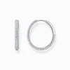 Online Boucles d'oreilles en argent avec zircon blanc Femme Créoles