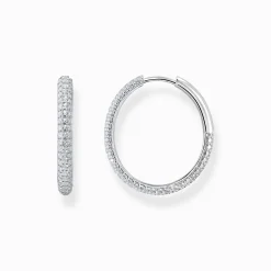 Online Boucles d'oreilles en argent avec zircon blanc Femme Créoles