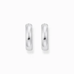 Clearance Boucles d'oreilles en argent de taille moyenne avec un design épais Femme Créoles