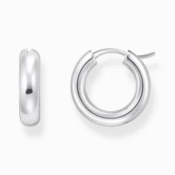 Cheap Boucles d'oreilles en argent de taille moyenne avec un design épais Femme Créoles|Argent 925